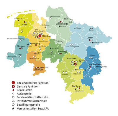 Dienststellenkarte der Landwirtschaftskammer Niedersachsen